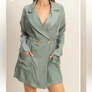 HYFVE Light Olive Double-Breasted Blazer Dress